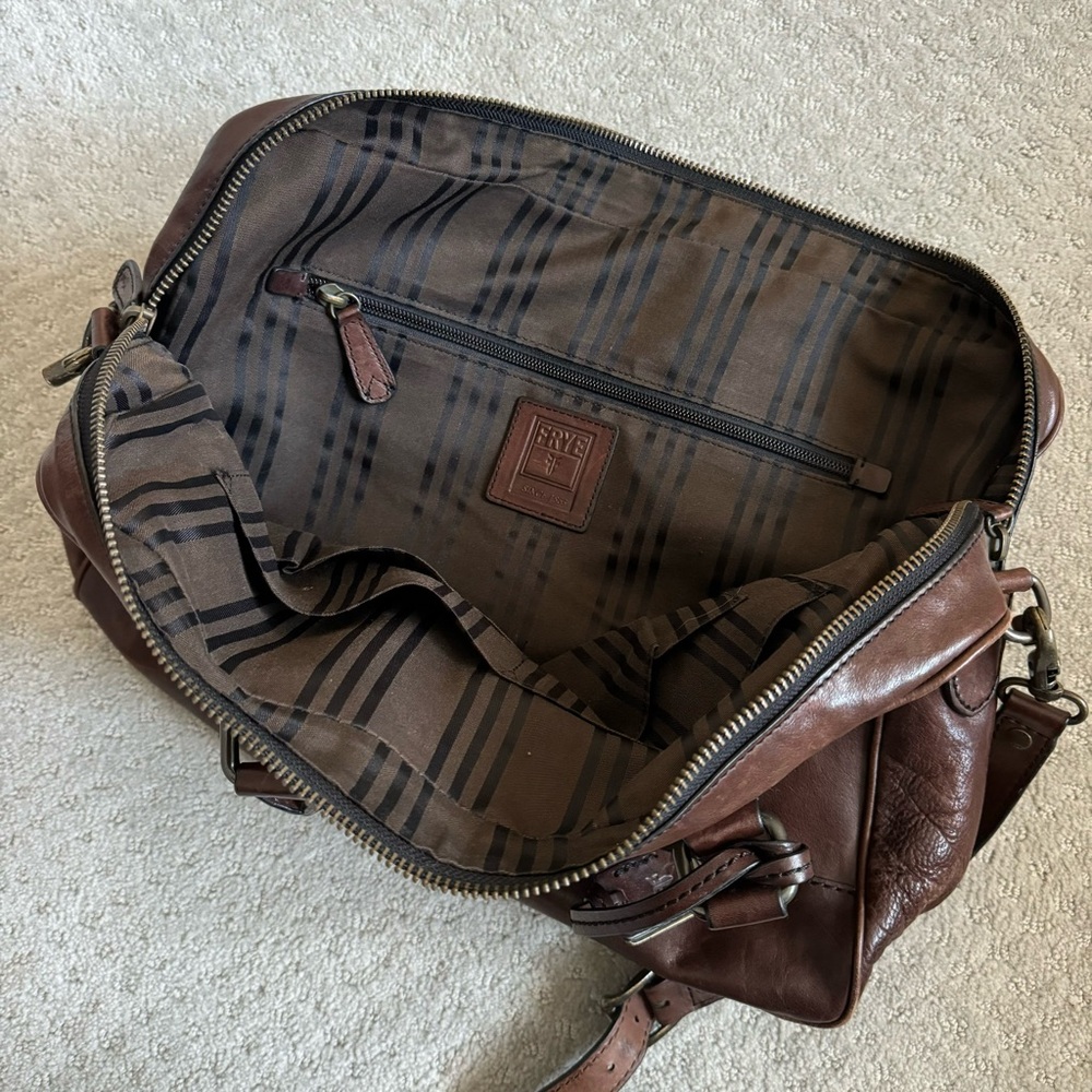 Frye Brown Leather Satchel Bag with Shoulder Strap - Picture 8 of 13